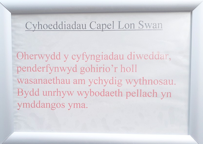 Hysbysfwrdd Capel Lôn Swan 20/12/20