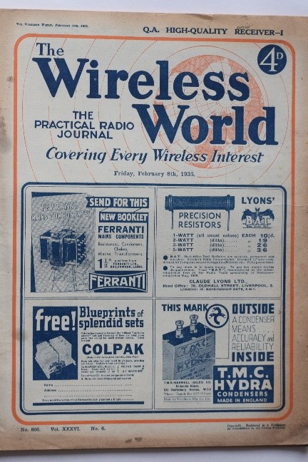 Clawr Cylchgrawn Y Wireless World